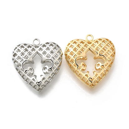 Латунные подвески, без кадмия, без никеля и без свинца, полые прелести сердца