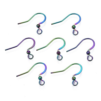 Ion Plating(IP) 304 Stainless Steel Earring Hooks, with Horizontal Loop