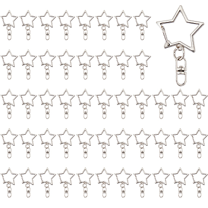50шт. карабины из сплава и железа с поворотными застежками, для ремней для ключей, звезда