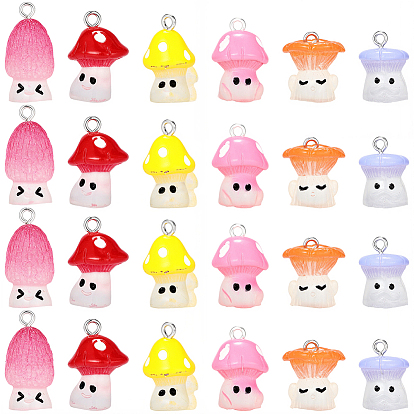 24 шт. 6 подвески из смолы с железными петлями платинового тона, гриб