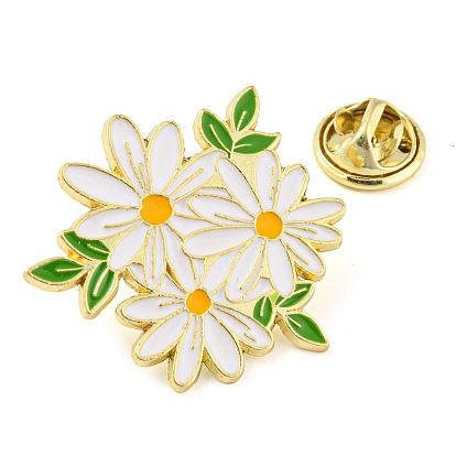 Flower Theme Enamel Pins, Golden Zinc Alloy Brooches for Backpack Clothes Women