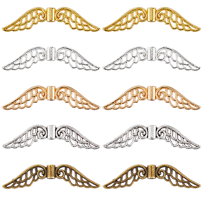 100шт 5 цвета тибетского сплава разделительные бусины, ангельские крылья