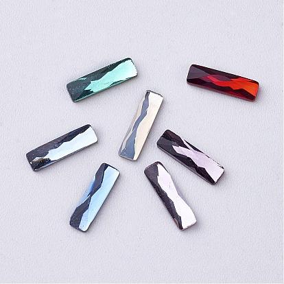 Плоский назад k 9 стеклянный горный хрусталь кабошоны, с покрытием на задной стороне, граненые, прямоугольные