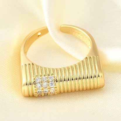 Латунные микропаве кубические цирконии регулируемые открытые манжеты кольца для женщин, без кадмия, без никеля и без свинца, купол