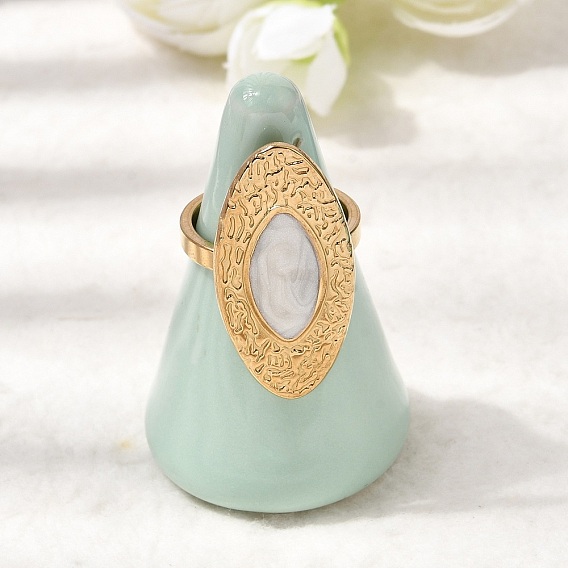 «Конский глаз» 304 Открытые кольца-манжеты из нержавеющей стали для женщин, с эмалью