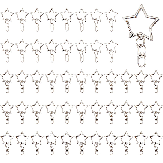 50шт. карабины из сплава и железа с поворотными застежками, для ремней для ключей, звезда