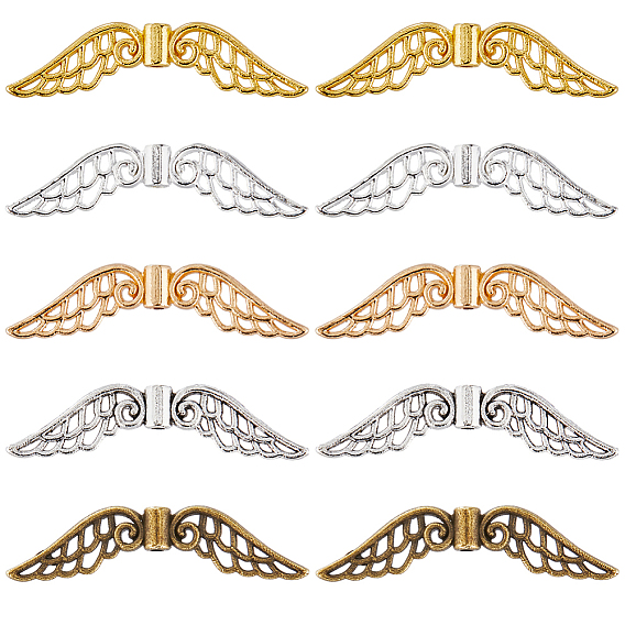 100шт 5 цвета тибетского сплава разделительные бусины, ангельские крылья