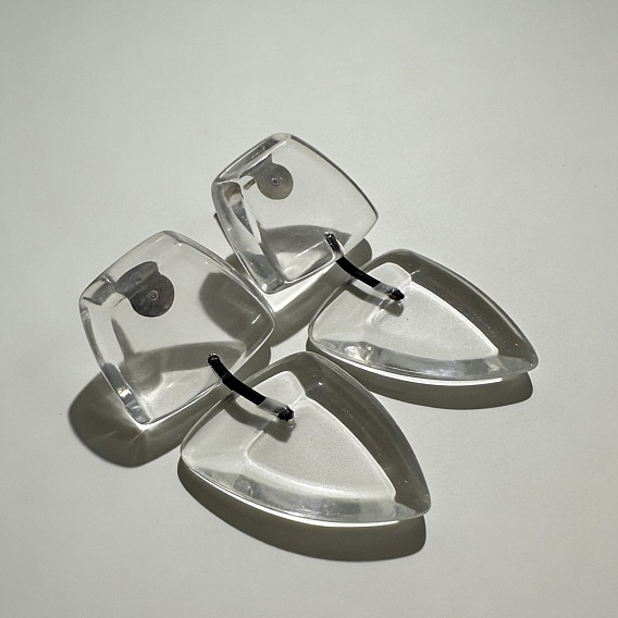 Resin Stud Dangle Earrings, Triangle & Trapezoid