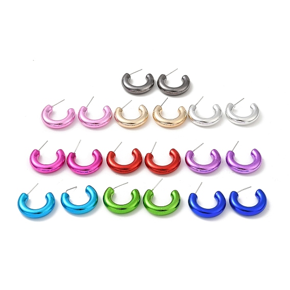 Ring Acrylic Stud Earrings, Half Hoop Earrings with 316 Surgical Stainless Steel Pins