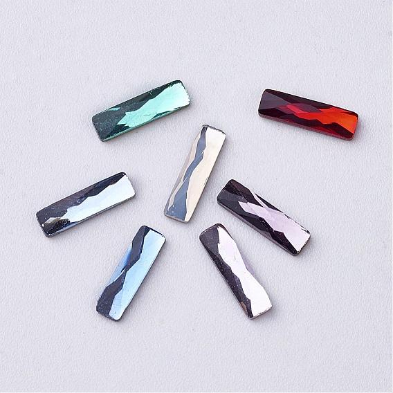 Плоский назад k 9 стеклянный горный хрусталь кабошоны, с покрытием на задной стороне, граненые, прямоугольные