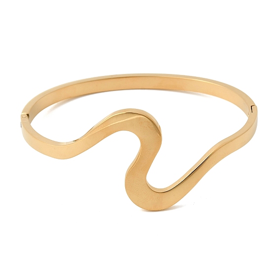 304 женские шарнирные браслеты из нержавеющей стали, волна, ионное покрытие (ip)