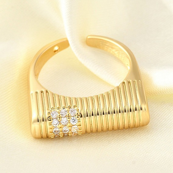 Латунные микропаве кубические цирконии регулируемые открытые манжеты кольца для женщин, без кадмия, без никеля и без свинца, купол