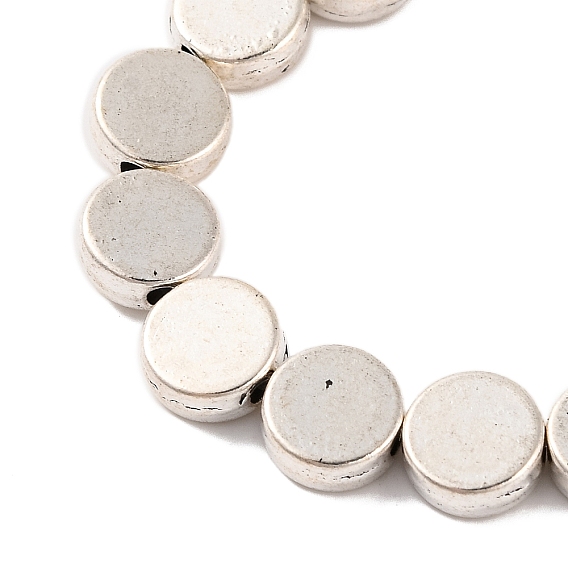 Плоские круглые нити сплава шарик тибетский стиль, без кадмия, без никеля и без свинца, 7x3 мм, Отверстие : 1 мм, около 30 шт / нитка