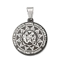 Religion 304 Stainless Steel Pendants, with 201 Stainless Steel Bails, Flat Round Charms