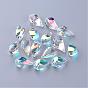 AB Color Half Electroplated Glass Pendants, Faceted Twist Teardrop