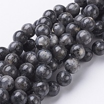 Hebras de cuentas de larvikita natural, rondo