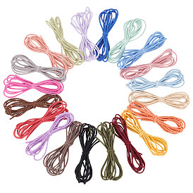 BENECREAT 20Strands 20 Colors Nylon Elastic Braided Cords, for DIY Hair Accessories, Round