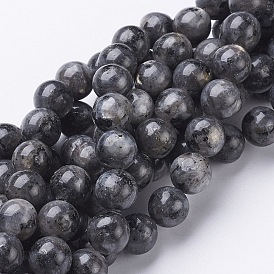  Natural Larvikite/Black Labradorite Beads Strands, Round