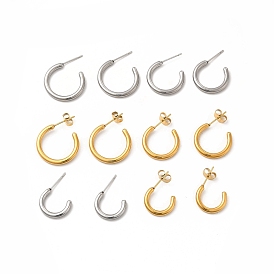 304 Stainless Steel Ring Stud Earrings, Half Hoop Earrings for Women
