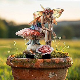 Fairy with Mushroom Acrylic Decorative Garden Stakes, Ground Insert Decor, for Yard, Lawn, Garden Decoration