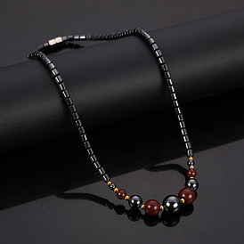 Круглые синтетические немагнитные гематитовые и красные бусины с магнитными застежками