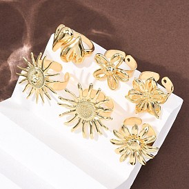 Латунные манжеты с открытыми кольцами, золотые