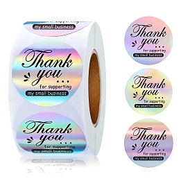 Waterproof Laser PVC Thank You Gift Sticker Rolls, Round Dot Self-adhesive Seal Decals for Gift, Presents Seal Decoration