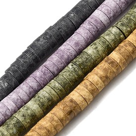 Matte Porcelain Heishi Wheel Beads Strands, Antique Ceramic Flat Disc Beads