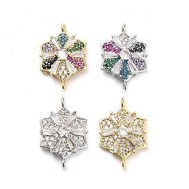Латунный кубический цирконий соединитель снежинка соединительные подвески, стойки покрытие, долговечный, без свинца и без кадмия