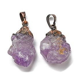 Natural Amethyst Pendants, with Brass Findings, Cadmium Free & Lead Free