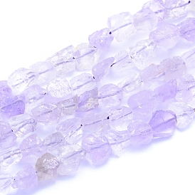 Нити бусин из необработанного натурального лавандового аметиста, самородки