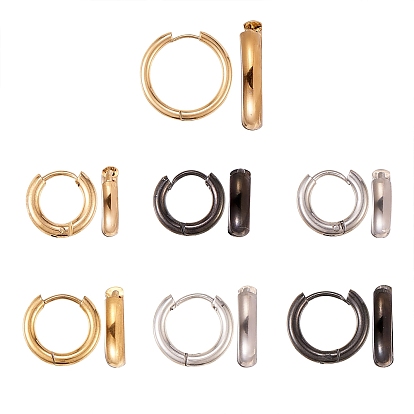 304 Stainless Steel Huggie Hoop Earrings, Hypoallergenic Earrings, Ring