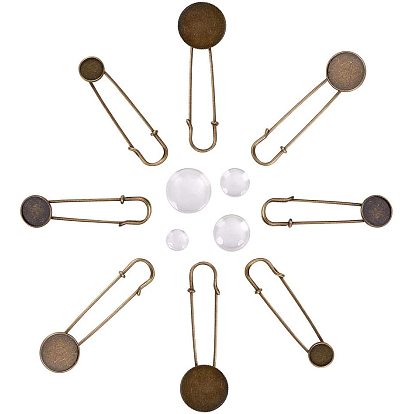 DIY Jewelry Findings, with Iron Brooch Findings and Clear Glass Cabochons