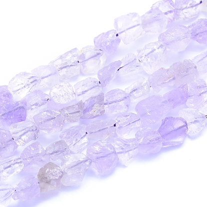 Нити бусин из необработанного натурального лавандового аметиста, самородки