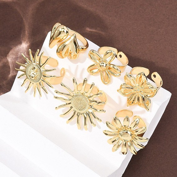 Латунные манжеты с открытыми кольцами, золотые