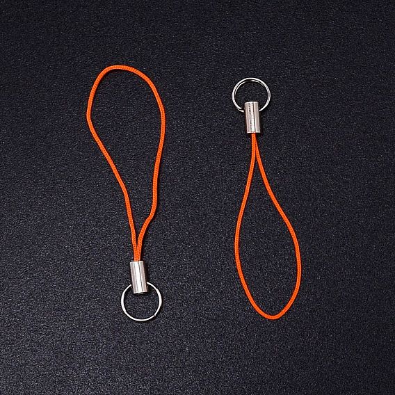 Polyester Cord Mobile Straps, with Platinum Plated Iron Findings