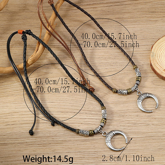 2 шт. 2 цветные ожерелья из сплава с подвесками из фарфора, дерева и синтетической бирюзы, шнуры из искусственной кожи, античное серебро, разноцветные