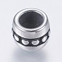 304 Stainless Steel European Beads, Large Hole Bumpy Beads, Column