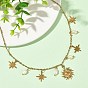 304 Collares con colgante de estrella solar de acero inoxidable y perlas naturales para mujer, blanco