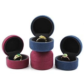 Velvet Jewelry Ring Storage Gift Boxes, Half Round