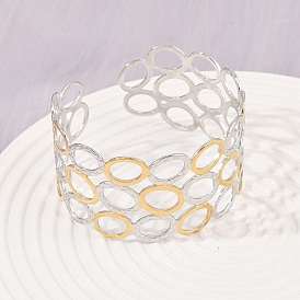 304 женские браслеты-манжеты из нержавеющей стали, овальные, ионное покрытие (ip)