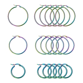 3пары 3 стиль 304 серьги-кольца из нержавеющей стали, радужные гипоаллергенные серьги для женщин