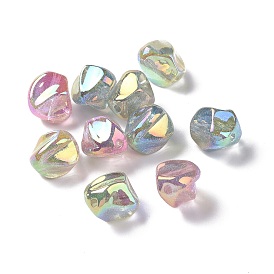 UV Plating Rainbow Iridescent ABS Plastic Glitter Beads, Nuggets