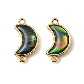 Подвески-коннекторы в форме полумесяца из натуральной ракушки пауа, с латунной