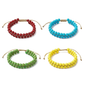 Round Synthetic Turquoise  Braided Bead Bracelets