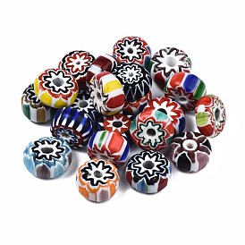 Handmade Millefiori Lampwork Beads, Flat Round