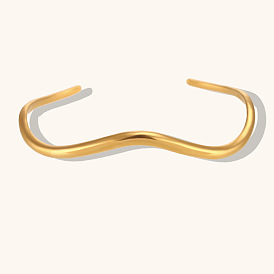 Irregular Wave-shaped Open Cuff Bracelet in Minimalist 18K Gold-plated Stainless Steel
