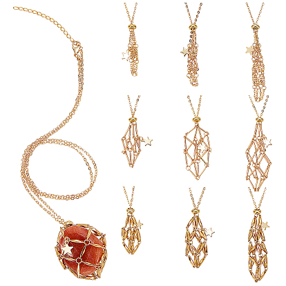 9 шт 9 стили звезда латунь пустой макраме мешочек кулон ожерелья, для изготовления ожерелий из необработанных камней