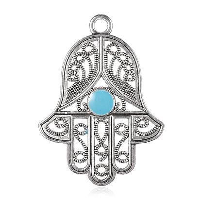   Pendentifs gros en alliage, avec l'émail, hamsa main / main de fatima / main de miriam
