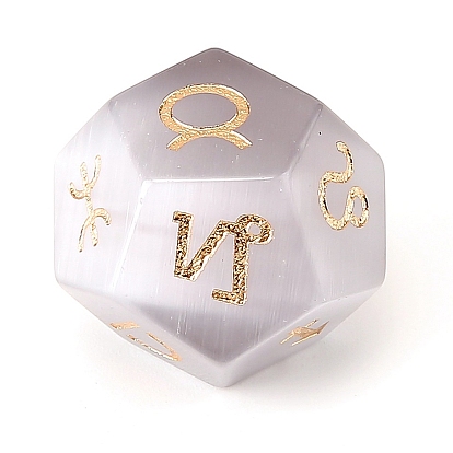 Cat Eye Classical 12-Sided Polyhedral Dice, Engrave Twelve Constellations Divination Game Toy